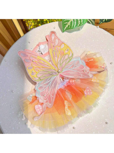 Colorful Rainbow Butterfly Tiered Skirt Princess Dress for Pets