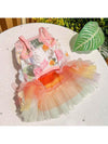 Colorful Rainbow Butterfly Tiered Skirt Princess Dress for Pets