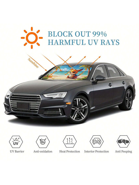 Fun and Functional Cartoon Printed Car Windshield Sunshade for Ultimate UV Protection