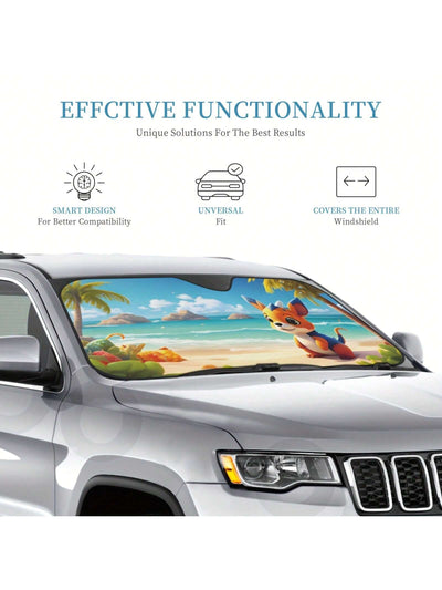 Fun and Functional Cartoon Printed Car Windshield Sunshade for Ultimate UV Protection