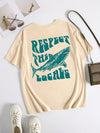 Easy Summer Style: Women's Casual Short Sleeve Tee with Slogan Print