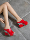 2024 Summer Chic: High-Heeled Waterproof Platform Slippers with Color-Blocking Design
