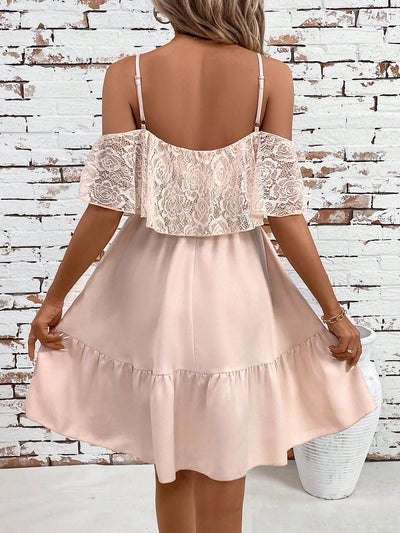 Romantic Flower Printed Off-The-Shoulder Ruffle Strap Summer Dress