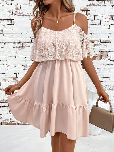 Romantic Flower Printed Off-The-Shoulder Ruffle Strap Summer Dress