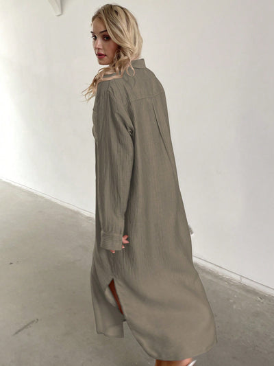 Chic and Comfortable: Oversized Maxi Shirt Dress for Women