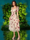 Fluttering Beauty: Double Crazy Women's Elegant Bubble Sleeves Dress with 3D Butterfly Decoration