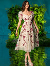 Fluttering Beauty: Double Crazy Women's Elegant Bubble Sleeves Dress with 3D Butterfly Decoration