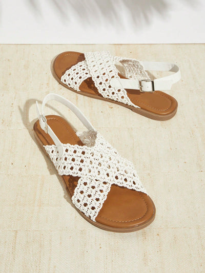 Stylish Hollow Out Cross Strap Sandals: Perfect for Casual Summer Wear