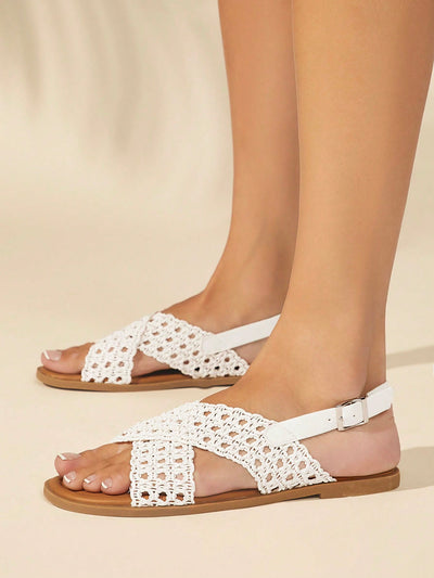 Stylish Hollow Out Cross Strap Sandals: Perfect for Casual Summer Wear