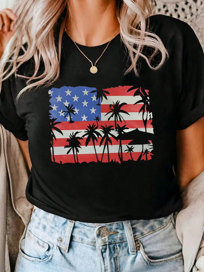 Show Your American Pride with Women's Patriotic Short Sleeve T-Shirt