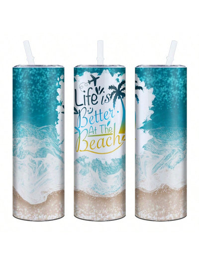 Summer Beach Party Stainless Steel Tumbler: Stay Cool All Year Round!