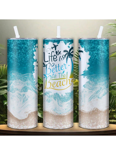 Summer Beach Party Stainless Steel Tumbler: Stay Cool All Year Round!