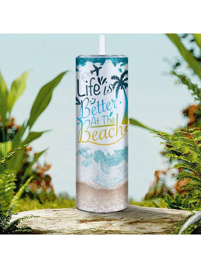 Summer Beach Party Stainless Steel Tumbler: Stay Cool All Year Round!