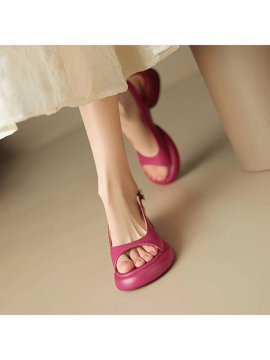 Stay stylish and comfortable this summer with our Summer Chic Pink Thick Heel French Peep Toe Sandals. These sandals are perfect for fashionable ladies with a thick heel for added stability and a French peep toe design. Elevate your look with these chic sandals.