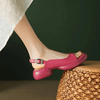 Summer Chic: Pink Thick Heel French Peep Toe Sandals for Fashionable Ladies