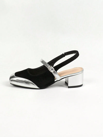 New Arrival: Black Square Toe Chunky Heel High Heeled Shoes for Women