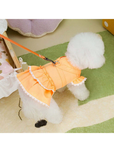 Spring & Summer Stylish Harness Dress for Small Dogs with Leash Buckle - Perfect for Pets like Teddy & Bichon