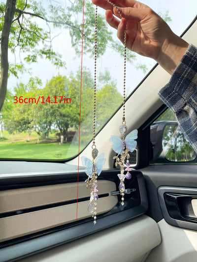 Fluttering Charm: Butterfly Car Pendant Interior Decoration for Women