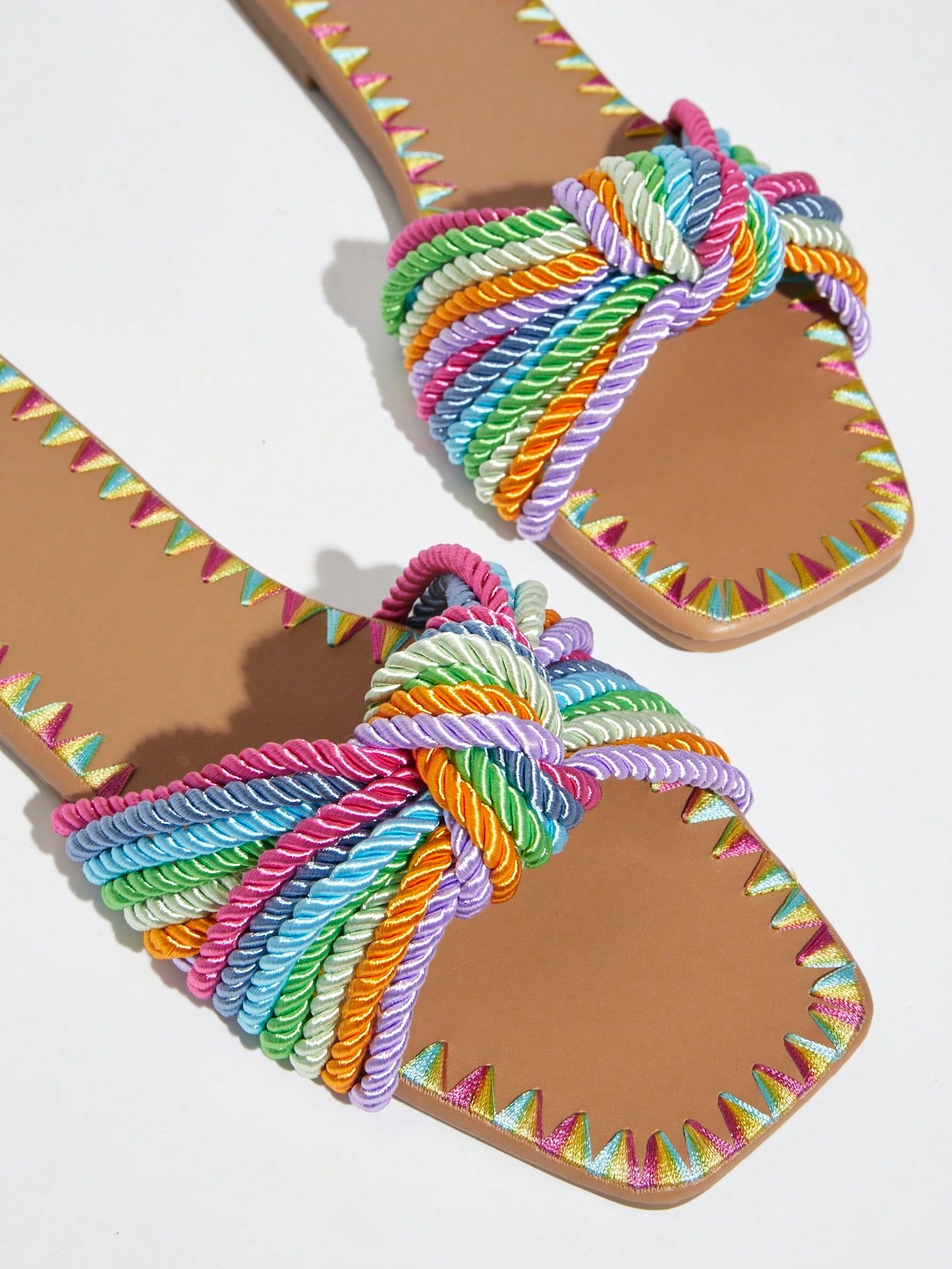 Rainbow Weave Open-Toe Sandals: Step into Summer in Style – CANARY