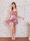 Sweet and Romantic Ruffled Mini Dress with Side Bowknot - Women's Slim Fit