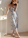 Chic Floral Pleated Summer Dress with Drawstring & Spaghetti Straps