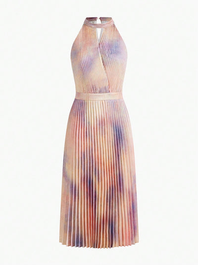 Stunning Tie-Dye Keyhole Dress with Pleats - Your Must-Have Summer Look