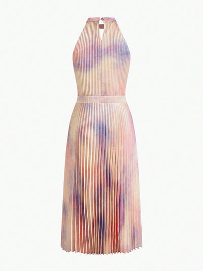 Stunning Tie-Dye Keyhole Dress with Pleats - Your Must-Have Summer Look