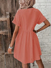 Chic and Stylish: Women's Batwing Sleeve V-Neck Dress in Solid Color