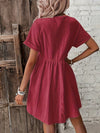 Chic and Stylish: Women's Batwing Sleeve V-Neck Dress in Solid Color