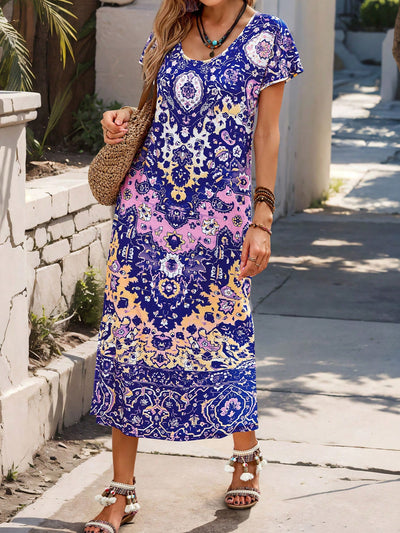 Beach Babe: Casual Summer Random Printed Short Sleeve Dress