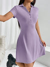 Chic Summer Ribbed Bodycon Dress with Polo Collar for Girls