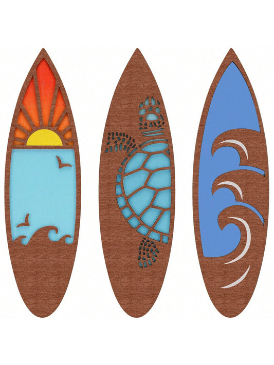 Elevate your home decor with our Tropical Surfboard Wall Hanging Trio. The set includes three unique designs featuring vibrant hibiscus flowers, sweet pineapples, and graceful sea turtles. With a touch of Hawaiian beach vibes, this set will add a relaxing and tropical atmosphere to any room.