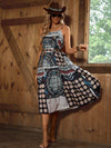 Vintage Patchwork Sleeveless Dress: Perfect for Vacation and Leisure