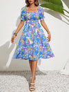 Summertime Chic: Floral A-line Dress with Flounce Sleeves