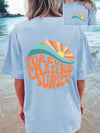 Palm Paradise: Loose Fit Summer T-Shirt with Wave Print