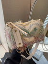 Trendy Color Block Canvas Shoulder Bag with Chic Chain Strap