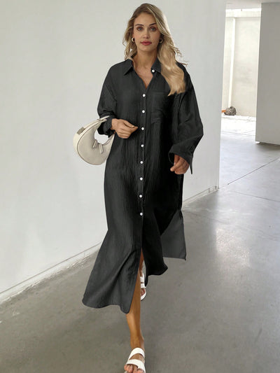 Chic and Comfortable: Oversized Maxi Shirt Dress for Women