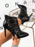 Black Mesh Glittery Rhinestone Boots: The Ultimate Event Staple for Women