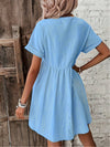 Chic and Stylish: Women's Batwing Sleeve V-Neck Dress in Solid Color