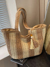 Chic and Roomy: Minimalist Woven Straw Tote Bag for Women