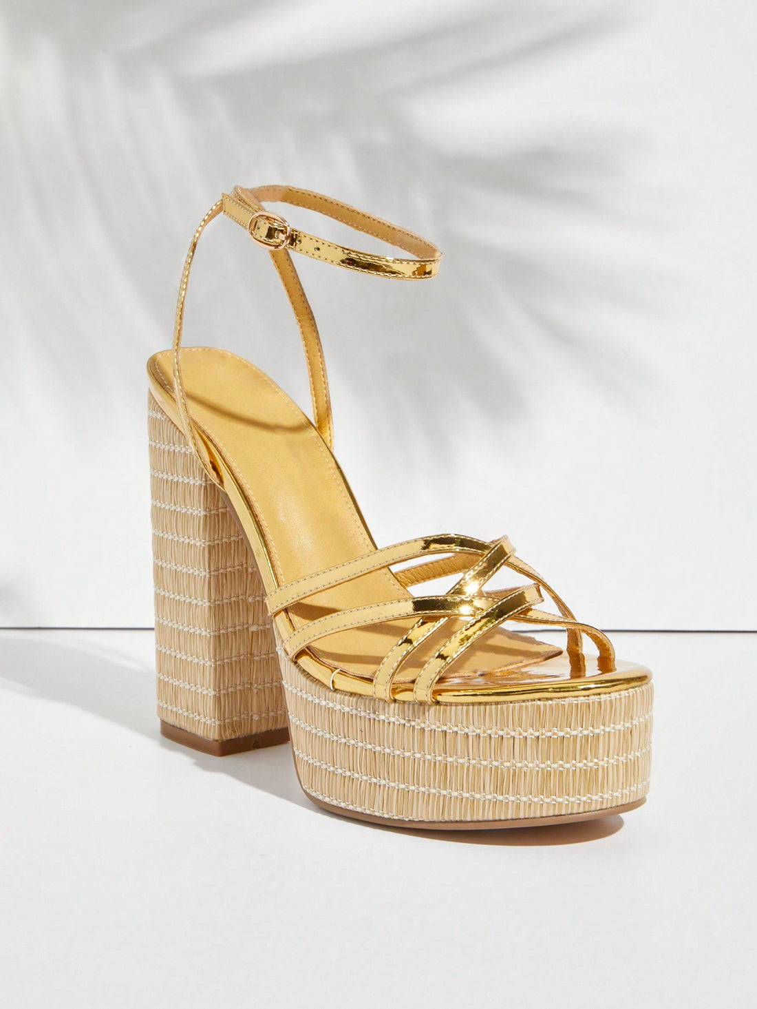 Elevate your beach style with our Golden Goddess Platform Sandals. These essential sandals feature a comfortable platform and a stunning golden design that will make a statement at any beach vacation. Perfect for adding a touch of glamour to your summer look.