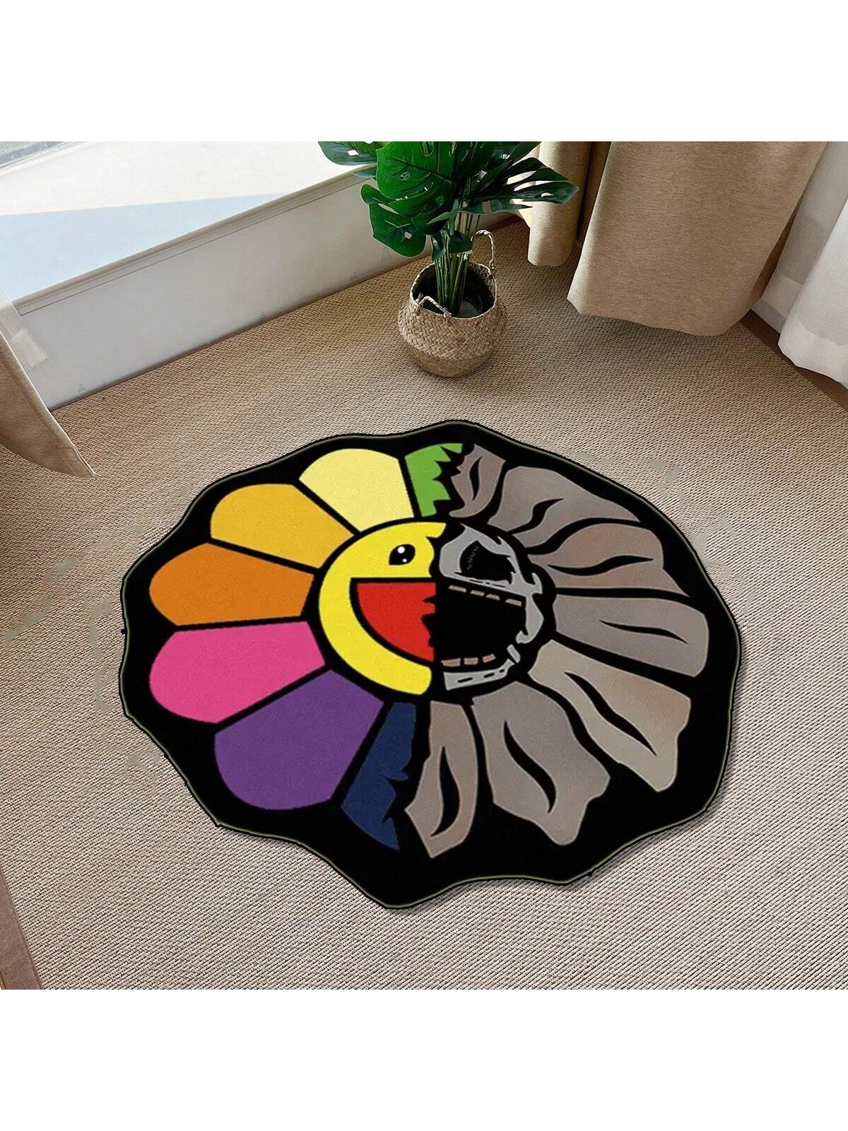 Transform your living spaces with this Cartoon Funny Rainbow Sunflower Patterned Carpet. Its unique, irregular shape adds a playful touch to any room in your home. Made to last, this rug is perfect for adding color and personality to your space.