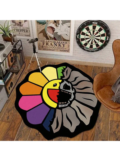 Cartoon Funny Rainbow Sunflower Patterned Carpet: Irregular Shaped Rug for Every Room in Your Home