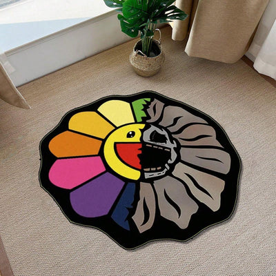 Cartoon Funny Rainbow Sunflower Patterned Carpet: Irregular Shaped Rug for Every Room in Your Home