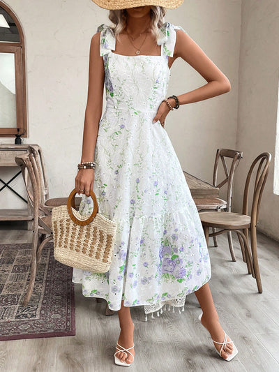 Casual Floral Pattern One-Piece Dress for Everyday Wear