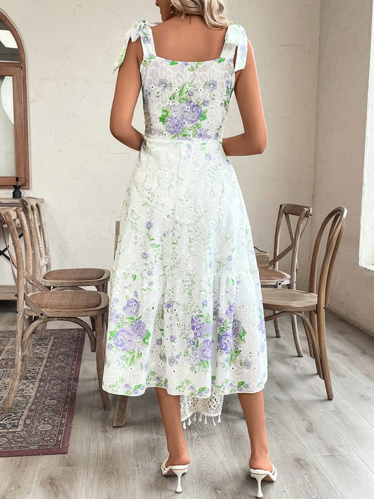 Freshen up Your Wardrobe with the Simple Daily Wear Random Floral Pattern Dress