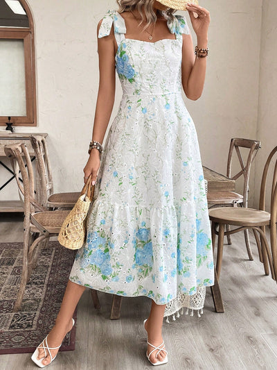 Freshen up Your Wardrobe with the Simple Daily Wear Random Floral Pattern Dress