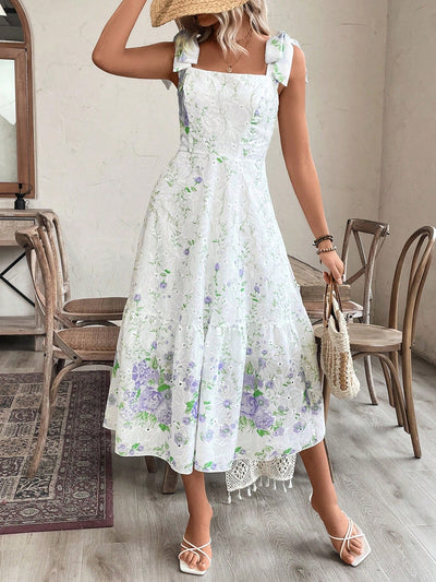 Freshen up Your Wardrobe with the Simple Daily Wear Random Floral Pattern Dress