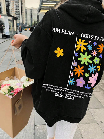 The Blooming Beauty Hoodie is a must-have for any fashion-forward woman this spring/summer season. Its eye-catching floral design and stylish slogan make it a statement piece, perfect for any casual or athleisure outfit. Made with quality materials, this hoodie not only looks great but also provides ultimate comfort.