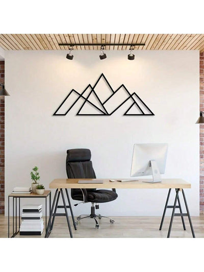 Geometric Mountain Metal Wall Art - Contemporary Rustproof Iron Home Decor